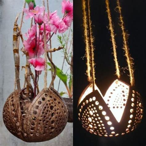 1 Pc Medium Size Multifunctions Handicraft Coconut Shell Hanging