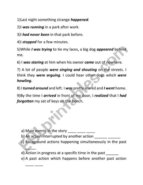 Narrative Tenses Esl Worksheet By Andreeateacher