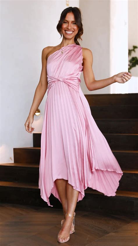 Blush Pink One Shoulder Midi Dress Gabi Swimwear