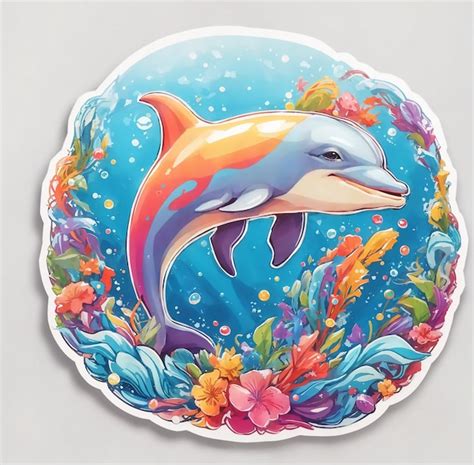 Premium Ai Image Cute Dolphin Sticker