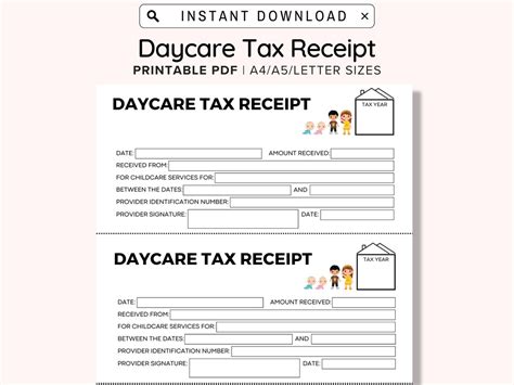 Daycare Receipts Printable Daycare Tax Receiptsdaycare Tax Statement