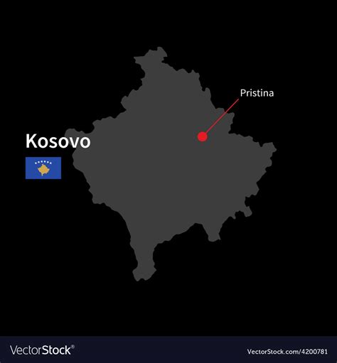 Detailed map of kosovo and capital city pristina Vector Image