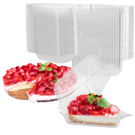 Scwboeii Plastic Pcs Hinged Deep Cheesecake Containers Clear