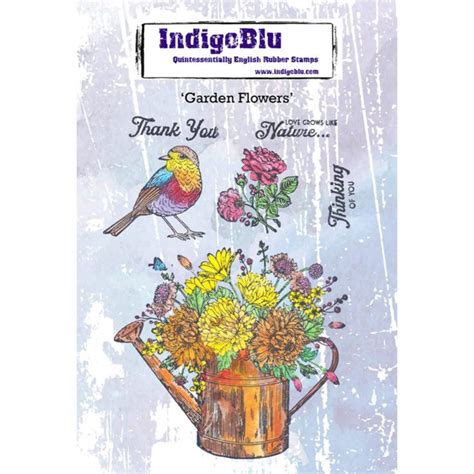 Indigoblu A Rubber Mounted Stamp Garden Flowers Set Of Picture