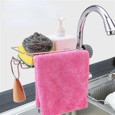 Kitchen Stainless Steel Sink Drain Rack Sponge Storage Faucet Holder