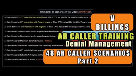 AR CALLER 48 SCENARIOS PART 2 DENIAL MANAGEMENT MEDICAL BILLING