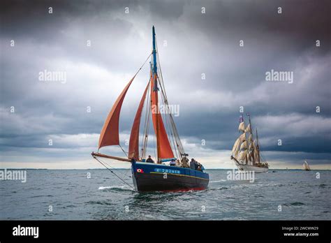 France Morbihan Gulf Of Morbihan Dalh Mad Sloop Barge With Horn