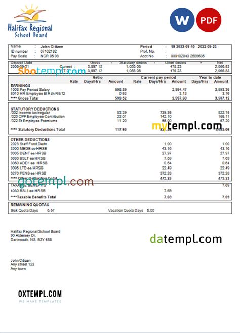 USA educational earning statement template in Word and PDF format - SHOTEMPL - editable templates