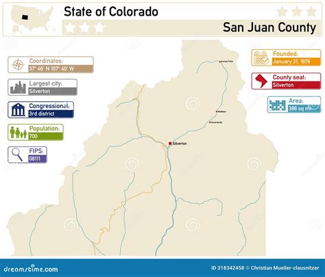 Map Of San Juan County In Colorado Usa Stock Vector Illustration Of