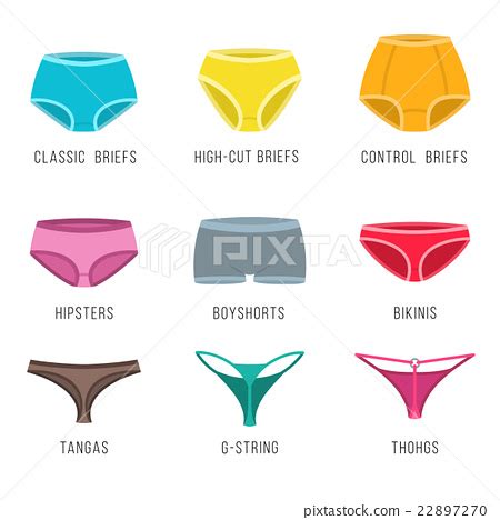 Female Underwear Panties Types Flat Vector Icons Stock Illustration