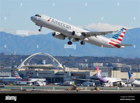 American Airlines Airbus A Jet Airliner Takes Off From Los Angeles