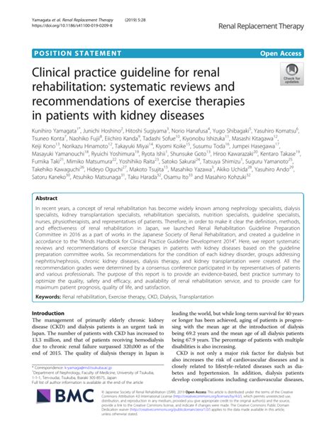 Clinical Practice Guideline For Renal Rehabilitation Systematic