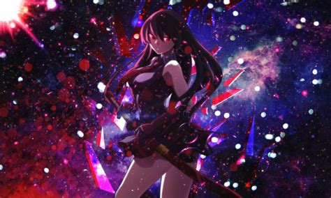 Akame Akame Ga Kill Black Hair Long Hair Photoshop Red Eyes Sword Tagme Artist