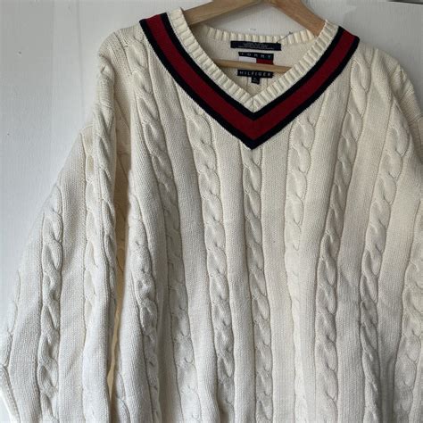 Thick Cable Knit Tommy Hilfiger Mens Sweater S Depop