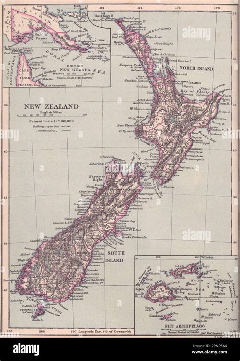 Map of New Zealand. New Zealand 1890 old antique vintage plan chart ...