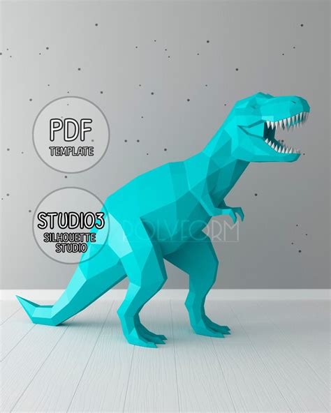 Tyrannosaurus Low Poly T Rex Dinosaur Papercraft Pdf Template Etsy