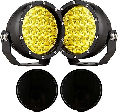 Amazon Biglion X Inch Amber Round Led Offroad Lights Pair W