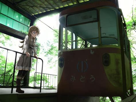 Blonde Hair Blue Eyes Boots Leaves Long Hair Original Ruins Scenic Suemizu Yuzuki Tree