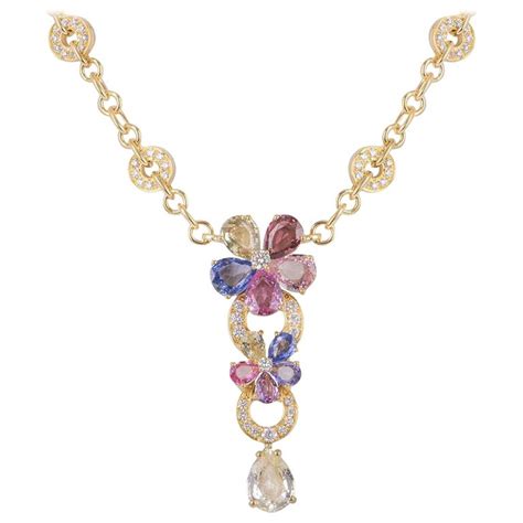 Bulgari Diamond Sapphire Flower Necklace At 1stdibs Bulgari Flower