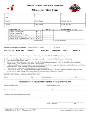 Fillable Online 2006 Tigers Football Cheer Registration Form Doc Fax