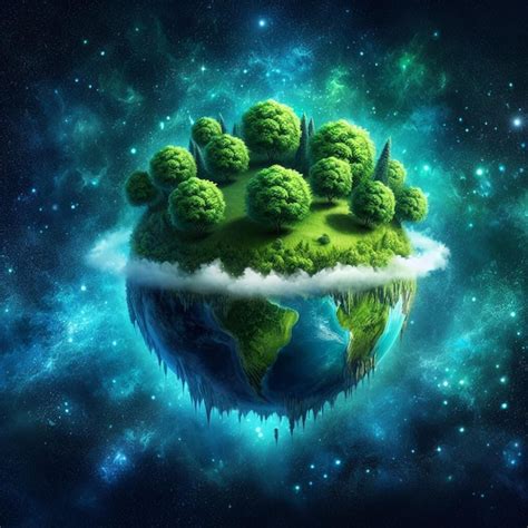 Premium Photo Lush Green Earth Globe Floating As An Island