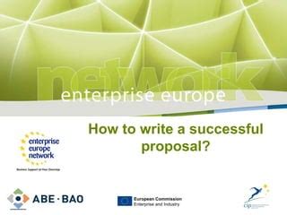 Cip Ecoinnovation How To Write A Successful Proposal Ppt