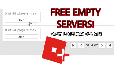 How To Find Empty Servers In Any Roblox Game For Free Youtube