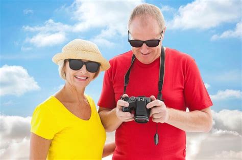 Premium Photo Composite Image Of Happy Mature Couple Wearing Sunglasses