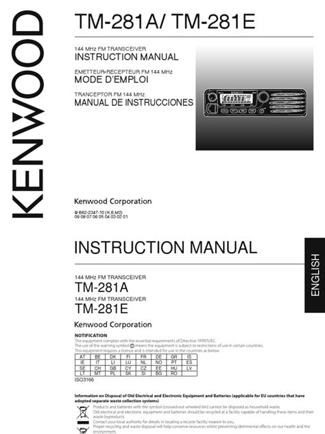 TM-281A/ TM-281E: Instruction Manual Mode D'Emploi | PDF | Power Supply ...