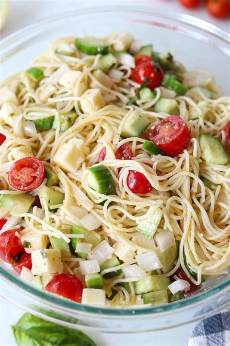 Angel Hair Pasta Salad With Lemon Parmesan Vinaigrette The Balanced Nutritionist