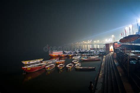 NIGHTSCAPE of VARANASI GHATS Editorial Stock Image - Image of heritage ...