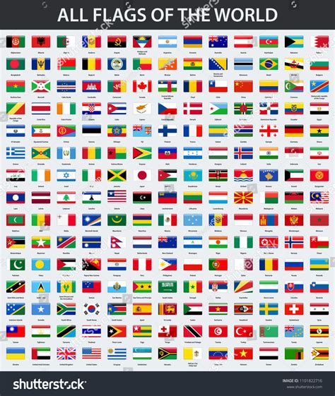 Alle Flaggen Der Welt In Alphabetischer Stockillustration 1101822716