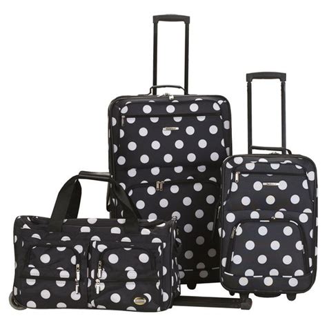 3 Piece Polka Dot Luggage Set 3 Piece Luggage Set Rockland Luggage