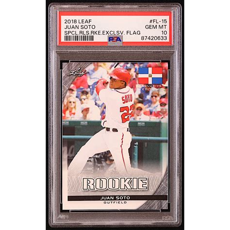 Juan Soto Leaf Special Release Rookie Exclusive Flag Fl Rc Psa