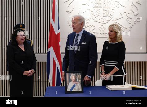 President Joe Biden Speaks After Signing A Condolence Book At The British Embassy In Washington