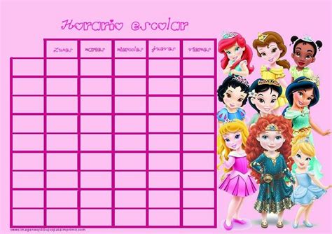 Horarios Escolares Para Imprimir Para Niñas Horario Escolar Horario Para Niños Horario