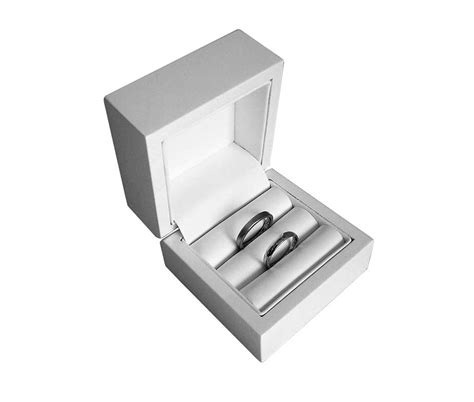 White Flip Top Double Wedding Ring Box