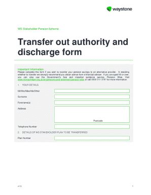 Fillable Online WML 343 Transfer Out Authority And Discharge Form