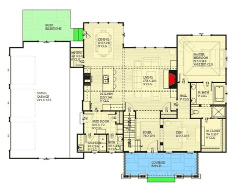 Plan Vc Charming Craftsman With Two Story Den Craftsman Style