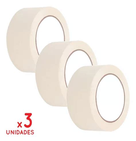 3 Cinta De Papel Adhesiva 48mm Enmascarar Para Pintor