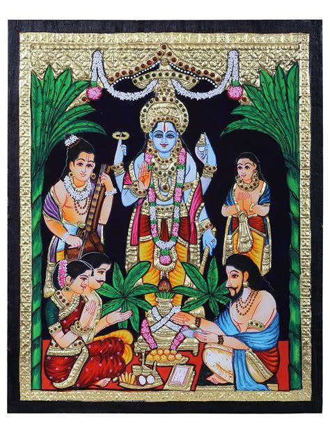 Shri Hari Satyanarayan Katha Tanjore Painting L Traditional Colors With