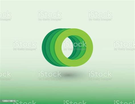 Green Circle Shape Vector Logo With Reflections And Shading On Light