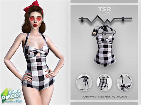 The Sims Resource Retro Reboot Plaid Swimsuit Bd