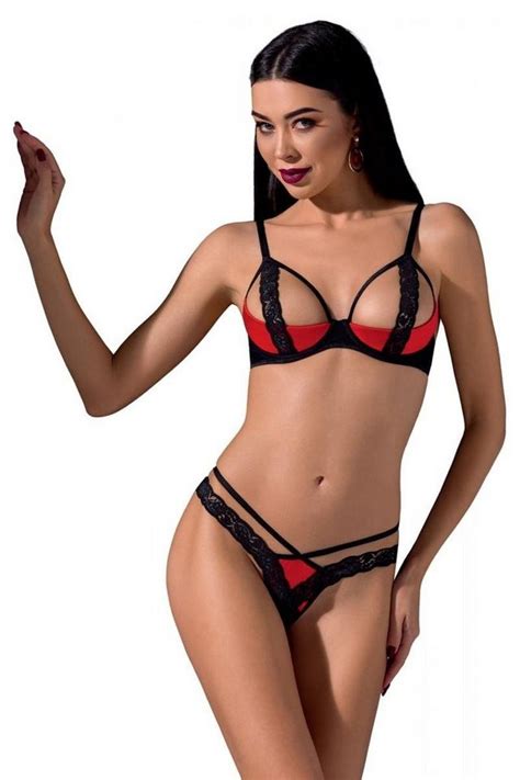 Passion Set Bügel Bh Und String Dessous Damen Spitze