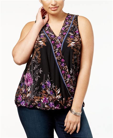 Inc International Concepts Plus Size Surplice Neck Top Created For