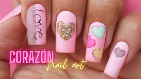 Diseño De Uñas Corazón ♥ Deko Uñas Heart Nail Art Youtube