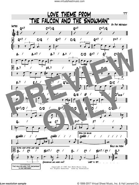 Love Theme From The Falcon And The Snowman Sheet Music Real Book