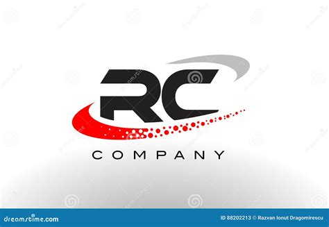 Rc Modern Letter Logo Design With Red Dotted Swoosh Stock Vector