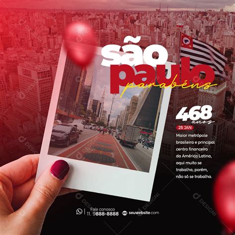 Parab Ns S O Paulo Anos Anivers Rio Social Media Psd Edit Vel