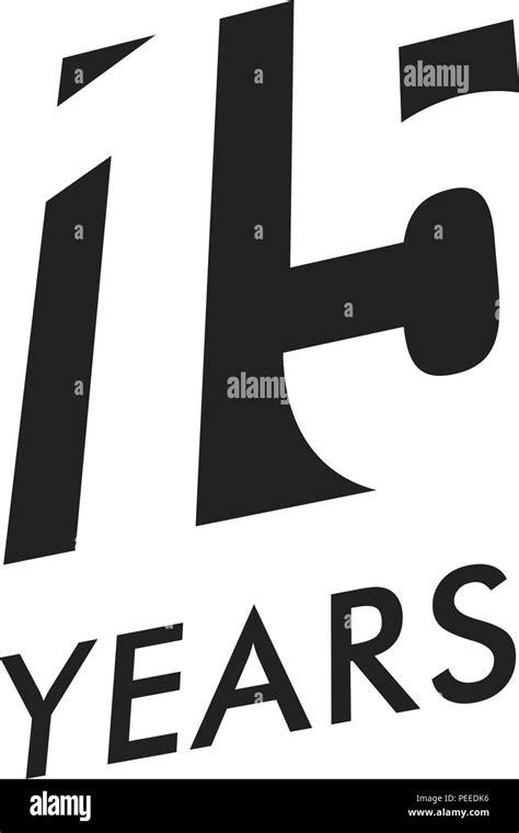 Fifteen Years Vector Emblem Template Anniversary Symbol Negative